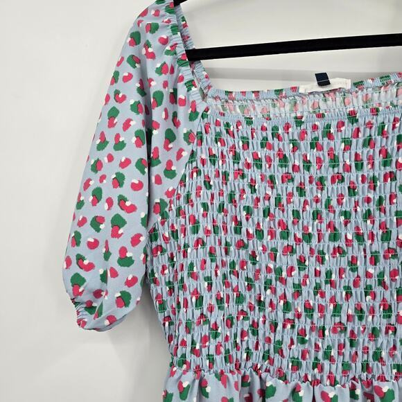 Michelle McDowell Women's Abstract Dots Cheetah Smocked Off Shoulder Dress Large - Picture 3 of 10